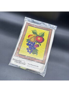 Vintage Needlepoint Kit 1980s Designer Collection Fruit Arrangement Crafting